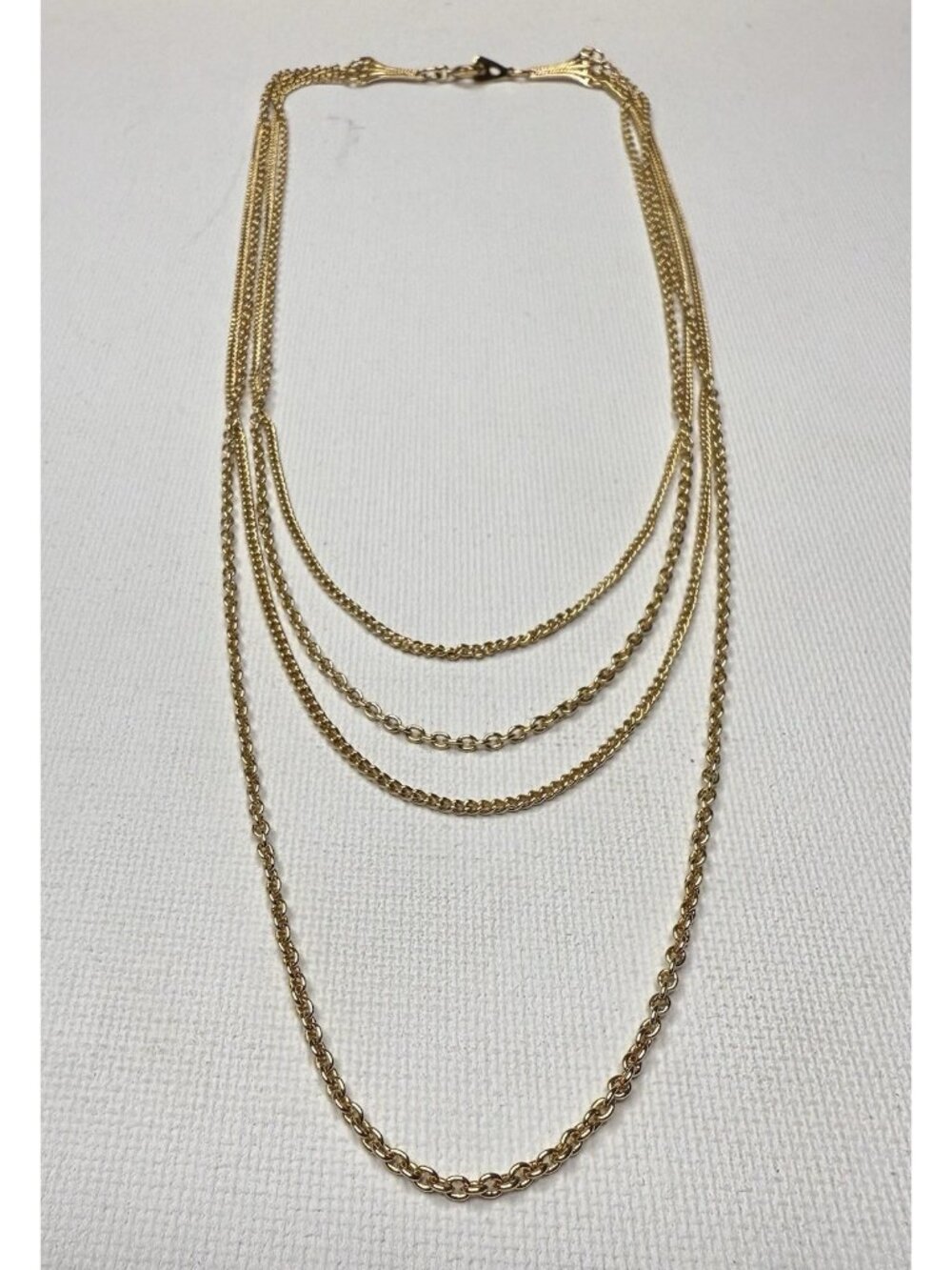 Vintage Artistry Multi Strand 12KT Gold Filled Necklace Retro 20” Layered Chain